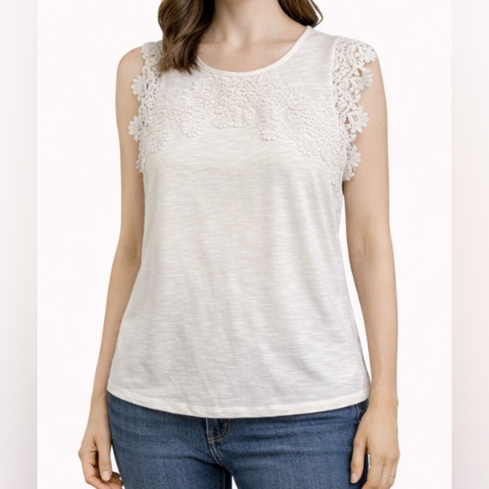 Liz Claiborne White Lace Sleeve Top Women’s Small